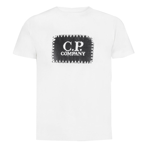 CP컴퍼니 콘트라스트 라벨 로고 티셔츠 화이트 / 12CMTS042A-005100W-WHITE